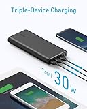 Anker Power Bank, 26,800 mAh External Battery Powerline II 3-in-1 Cable, Lightning/Type C/Micro USB Cable