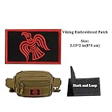 2 PCS AliPlus Viking Patches Viking Raven Flag Patch Odin Raven Flag Patch Embroidered Patches Tactical Morale Patch Hook and Loop(Red Black 02)