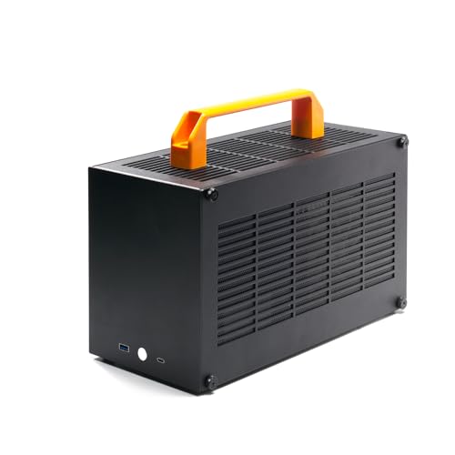 SGPC K49-BL Mini ITX Case - 8.3L Small Form Factor, Supports GPU up to 300mm, CPU Cooler up to 69mm, SFX PSU, USB 3.0 & Type-C Front I/O, Includes Acrylic Side Panel & Carrying Handles