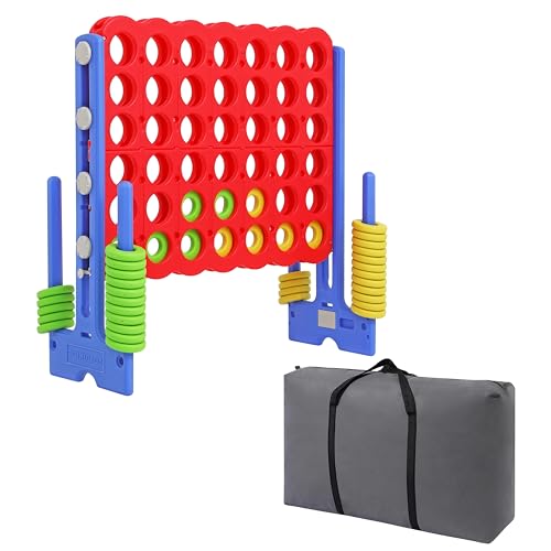 SDADI Jumbo 4 in a Row Game, 4-to-Score Giant Game Set with Adjustable Height (2.5-3.5 FT) for Kids & Adults, Indoor/Outdoor Connect Game with Quick-Release Slider, Perfect for Family and Party Games
