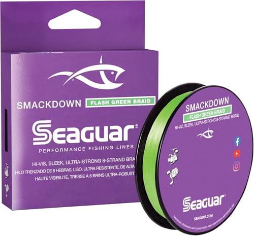 Seaguar Smackdown High Visibility Braided Fishing Line, 10lb Break Strength, 300yds, Flash Green - 10SDFG300