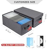 NUSWOR Upgrades DVD Storage Box - Perfect DVD Case Storage Solution, Stackable DVD Organizer with Lid, 4Pack DVD Holder 15.75 x 8.1 x 6.1 inches - Holds 100 DVDs - Grey