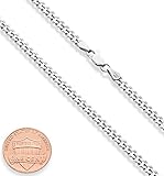 Miabella Italian Solid 925 Sterling Silver 3.5mm Diamond Cut Cuban Link Curb Chain Necklace for Women Men, Made in Italy (Length 30 Inch)