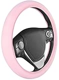 Carbella Ultra Soft Pink Steering Wheel Cover, Car Accessories for Women, Non-Slip Comfy Soft Grip Faux Leather Auto Steering Wheel Cover for Cars Trucks Vans SUVs Gift Idea - Fits Standard 15" Inches