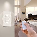 ORVIBO Smart Dimmer Switch with Remote Control, 902MHz RF Single Pole WiFi & Wall Mount, Work Alexa Google Assistant, Neutral Wire Required, No Hub Needed (Switch + Plate), White (A11+EU1254)