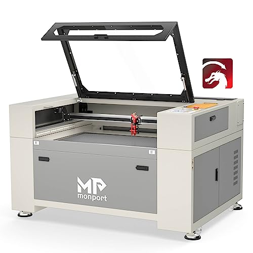 Monport Upgraded 80W CO2 Laser Engraver＆Cutter Built in Water Chiller 24x36 Larger Working Area with Autofocus＆Autolift Digital Controls Red Dot Pointer for Marker Wood Acrylic Glass More