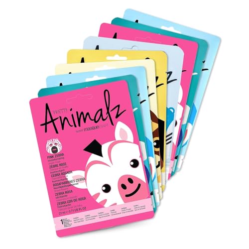 masque BAR Pretty Animalz Animal Character Sheet Mask, Korean Skin Care, Korean Spa Masks for All Skin Types, Spa Gifts, Birthday Party Gifts, Girls' Night, Skincare Party, Assorted Pack of 9