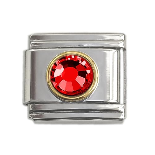 Dolceoro July Birthstone Charm Link Jewelry, SILVER Color Family Birthstone Italian Modular Charm Link Stainless Steel