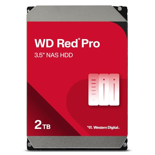 Western Digital 2TB WD Red Pro NAS Internal Hard Drive HDD - 7200 RPM, SATA 6 Gb/s, CMR, 64 MB Cache, 3.5" - WD2002FFSX
