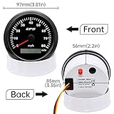 ARTILAURA GPS Speedometer 85mm 3-3/8" Digital Odometer 80MPH Speed Gauge 7 Color Waterproof for AUTO Car Marine Truck 9-32V (Black)