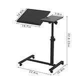 TigerDad Overbed Bedside Desk Mobile Rolling Laptop Stand Tilting Overbed Table with Wheels Height Adjustable Tray Table for Laptop Bed Sofa Side Table (Black)