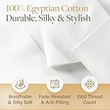 LANE LINEN 100% Egyptian Cotton Sheets King Size - 1000 Thread Count, 4Pc King Size Sheets Set, Smooth Sateen Weave King Sheets, Ultra Luxury Bed Sheets, 16" Deep Pocket King Sheet Set - White Sheets