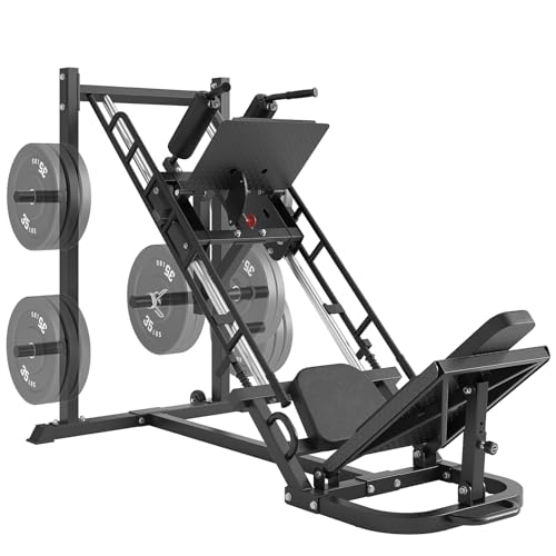 Dripex Leg Press Machine, Leg Press Machines for Home Gym with Roller Bearing,Professional Adjustable Leg Press Hack Squat Machine Combo with 4 Weight Plate Storage Holders for Full Lower Body Workout