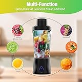 Portable Blender, 360 Watt Personal Blender for Shakes and Smoothies, 6000mAh USB Rechargeable, BPA Free 24 Oz Juicer Cup with 6 Blades and Lid, Self Cleaning Portable Juicer for Kitchen/Travel, Black