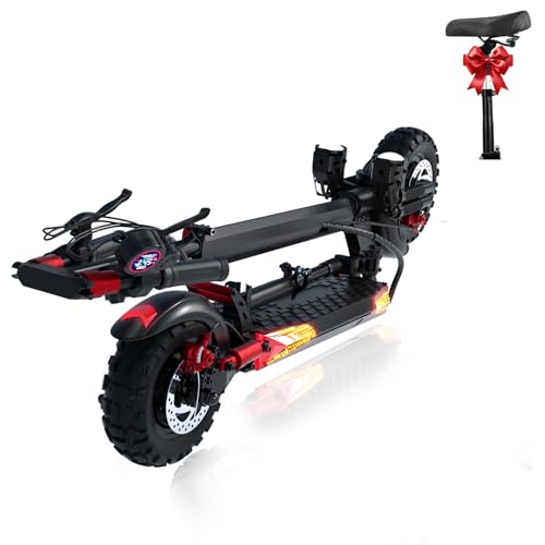 Electric Scooter for Adults - 37 Mile Range, 34MPH Top Speed, 1200W Motor,11" Off-Road Tires, 48V18AH, Foldable E-Scooter with Seat & LED Lights (J11max)