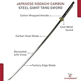 Armory Replicas Japanese Nodachi Carbon Steel Giant 78-Inch Full Tang Sword – Traditional Braided Handle with Blackened Tsuba and Pommel