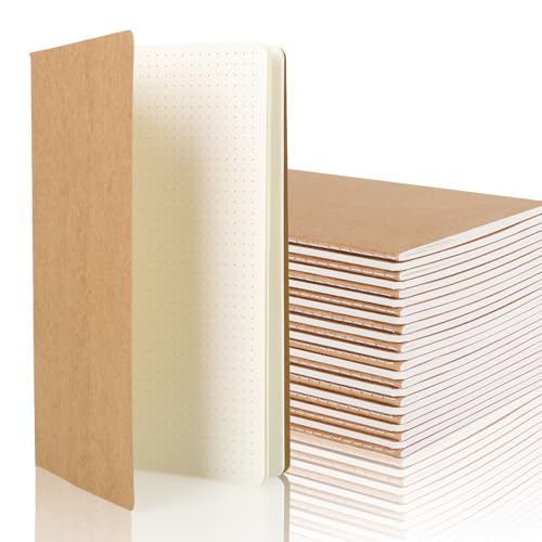 zmybcpack 24 Pack 8.25x5.5 Inches Dot Grid Paper Notebook/ A5 Size Dot Journal Notebook, Dot Grid Subject Notebooks Wire-Bound with Kraft Cover, 32 Sheets/64 Dot Pages