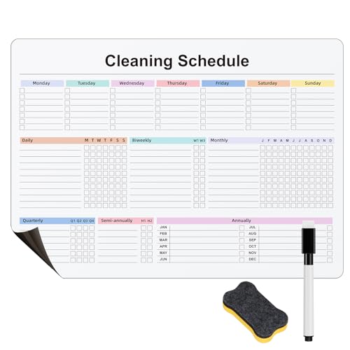 Zawinmay Cleaning Checklist Dry Erase Magnetic Whiteboard for Refrigerator,Daily Weekly and Monthly Checklist Planner and Household Chore-Cleaning Schedules and Checklists