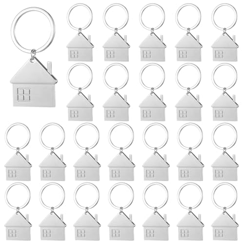 30 pcs Silver House Shaped Keychain Cute House with Window Key Charm Bag Hanging Fashion Charm Gifts Jewelry Keyring Housewarming Gift for Women Men