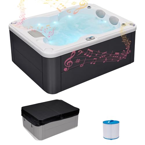 OCEAN FUTURE Outdoor Hot Tub with Cover, Massage Spa with 31 Jets, 240V Outdoor Spa with LED Lights, Control Panel and Ergonomic Seat Fits 4 Adults, Acrylic Hot Tub Spas 78.7 x 59