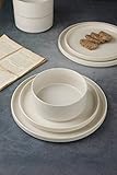 Famiware Star Dinnerware Sets, Plates and Bowls Set for 4, 12 Pieces Dish Set - Chip and Scratch Resistant, Microwave and Dishwasher Safe Kitchen Set, Matte White