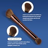 MAANGE 20 PCS Foundation Makeup Brush Set, Double-ended Kabuki Brush Contour Brush for Liquid Powder Concealer Cream Cosmetics Blending Blush Buffing Face Makeup Tools (Brown)