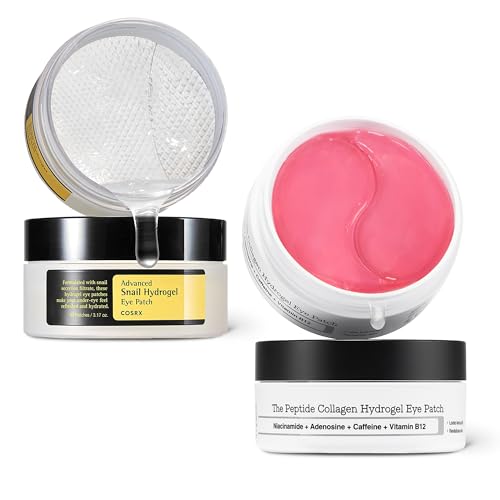 COSRX Advanced Snail Mucin Hydrogel Eye Patch + Peptide Collagen Hydrogel Eye Patch, Korean Skin Care