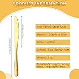 Gisafai 30 Pcs 9 Inch Steak Knives Serrated Stainless Steel Steak Knife Butter Knife Heavy Duty Dishwasher Safe Dinner Knives for Kitchen BBQ Party Home Restaurant Wedding (Gold)