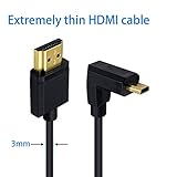 Duttek Micro HDMI to Standard HDMI Cable, Micro HDMI to HDMI Adapter Cable, Extreme Thin UP Angled Micro HDMI Male to HDMI Male Cable for 1080P, 4K, UltraHD, 3D, Ethernet (6 inch/ 15cm)