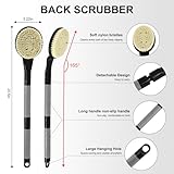 Back Scrubber Anti Slip for Shower, 21.7” Detachable Back Bath Brush for Shower, Back Scrubber, Exfoliation and Improved Skin Health for Elderly with Limited Arm Movement, Disabled (21.7” Black)