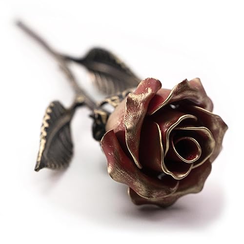 Hand Forged Wrought Iron Rose - Romantic Metal Gift of Everlasting Love - 6th Year Wedding Anniversary Surprise for Her