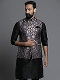 Elina fashion Men's Indian Cotton Kurta Pajama And Printed Nehru Jacket (Waistcoat) Indian Wedding Ethnic Diwali Puja Set