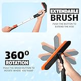 EcoNour 63" Extendable Snow Brush & Ice Scraper with 360° Pivoting Head | Telescopic Aluminum Handle | Extra Long Snow Brush for Car Windshield, Roof & SUVs | Heavy Duty Ice Scraper for Trucks