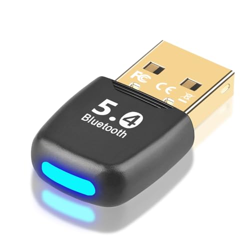 USB Bluetooth Adapter 5.4,Bluetooth USB Adapter PC,Receiver for Mouse,Plug and Play,EDR & BLE,Supports Windows 11/10/8.1/7 for Desktop PC,Keyboard,Mouse,Headphone,Speakers,Printer