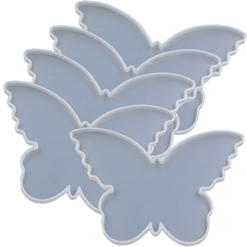 5Pcs Butterfly Shape Epoxy Mold DIY Resin Casting Butterflies Base Coaster Silicone Mold, 6.7" x 4.3"