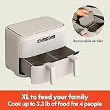 bella 4 Qt TriZone Air Fryer, EverGood™ Ceramic Nonstick Coating, Dual Basket Design w Removable Divider, Digital Touchscreen Control w 6 Preset Cooking Options, 1200 Watt, 3lb Capacity, Oatmilk