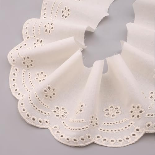 ZNZAKKA Eyelet Lace Trim Beige Embroidered Cotton Lace Trim for Clothing Accessories Crafts Home Decoration