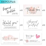 300PCS Thank You For Supporting My Business Cards, 6 Styles-2" x 3.5" Small Customer Appreciation Card for Shop, Online Retailers, Business Supplies and Local Stores