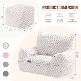 Bean Bag Chair with Ottoman, Modern Giant Bean Bag Couch Sofa with Footstool, Lounge Large Bean Bag Chairs for Adults Teens, Comfy Faux Fur Reading Chair for Bedroom, Living Room