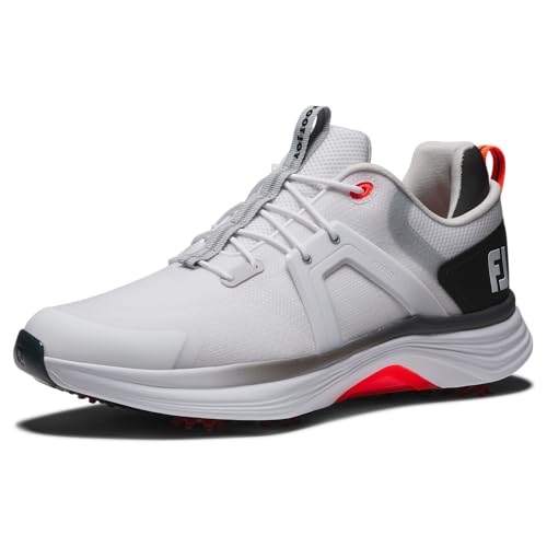 FootJoy Men's Hyperflex Golf Shoe, White/Black/Red, 10.5