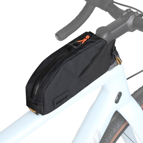 HUNTVP Top Tube Bike Bag Waterproof Bicycle Front Frame Bag Bolt on Top Tube Bags Cycling Frame Bags Pouch for Mountain Gravel MTB Road Bike Accessories, Black-1.2L