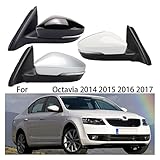 Car Exterior Door Rearview Mirror Assembly Compatible For Skoda Octavia 2014-2017 Auto Lens Adjustment Heating Electric Folding Turn Signal(Only Right 9 Wire-02)