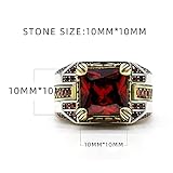 LovePlus Solid S925 Sterling Silver Square Zircon Ring Red Green, Blue Gem Turkey Handmade Elegant Style Men's/Women's Ring, Suitable for Daily Wear Gift Size 7-12 (red, 12)