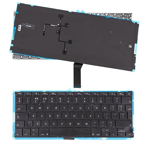 Laptop Replacement UK Keyboard Compatible with Apple MacBook Air A1369 A1466 MC965 MC966 MC503 MC504 13" Black(with Backlit Board)