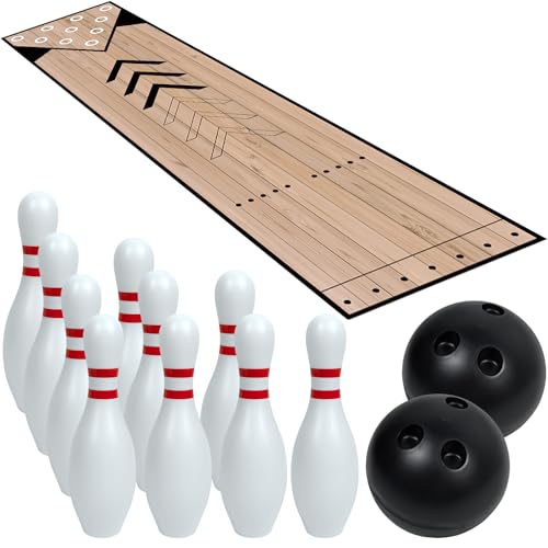 Wensdr Mini Bowling Set, Indoor & Outdoor Home Bowling Set, Bowling Alley Set with Lane, Bowling Pins & Ball Set, Full Bowling Alley Set for Family & Friends