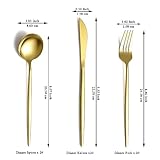 Evanda Gold Silverware Set 60 Piece Service for 20, Titanium Gold Plated Stainless Steel Flatware Set, Knives Forks Spoons Cutlery Set for Wedding, Parties, Birthday, Restauroom, Dishwasher Safe