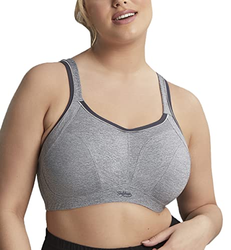 Sculptresse by Panache Women's Plus-Size Non-Padded High-Impact Underwire Sports Bra (#9441), Charcoal Marl, 38J