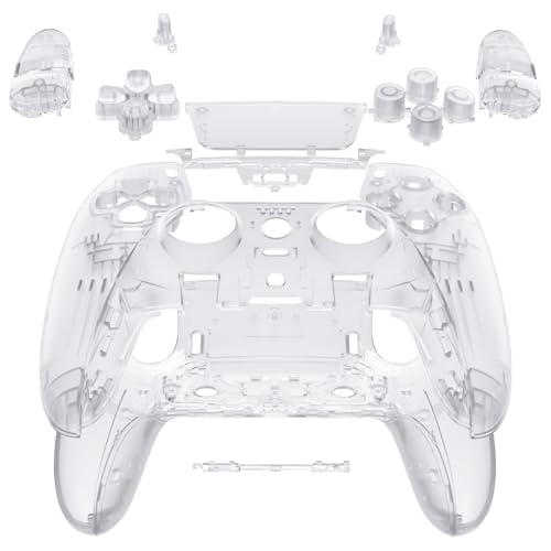 eXtremeRate Full Set Shell with Buttons Touchpad Cover Compatible with ps5 Edge Controller, Clear Custom Replacement Decorative Trim Shell Front Back Plates Compatible with ps5 Edge Controller