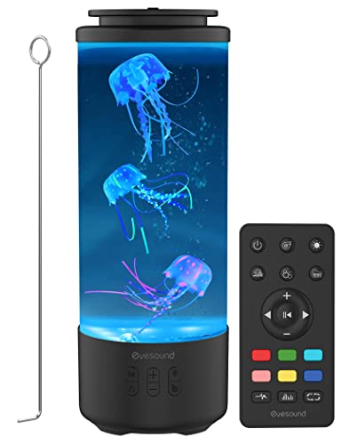 Jellyfish Lamp Bluetooth Speaker, White Noise LED Jellyfish Aquarium Night Light, 7 Color Changing with 4 Lighting Modes, Mood Lamp for Home Office Sleep Relax, Gifts for Kids Teens Girls Boys Adults