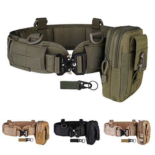 HLYQE Tactical Battle Belt Set War Belt Condor Belt Military Wasit Belt with Mesh and Lining Thickening EVA MOLLE Belt for Shooting War Game Paintball Hunting Sports Outdoor (Army Green)